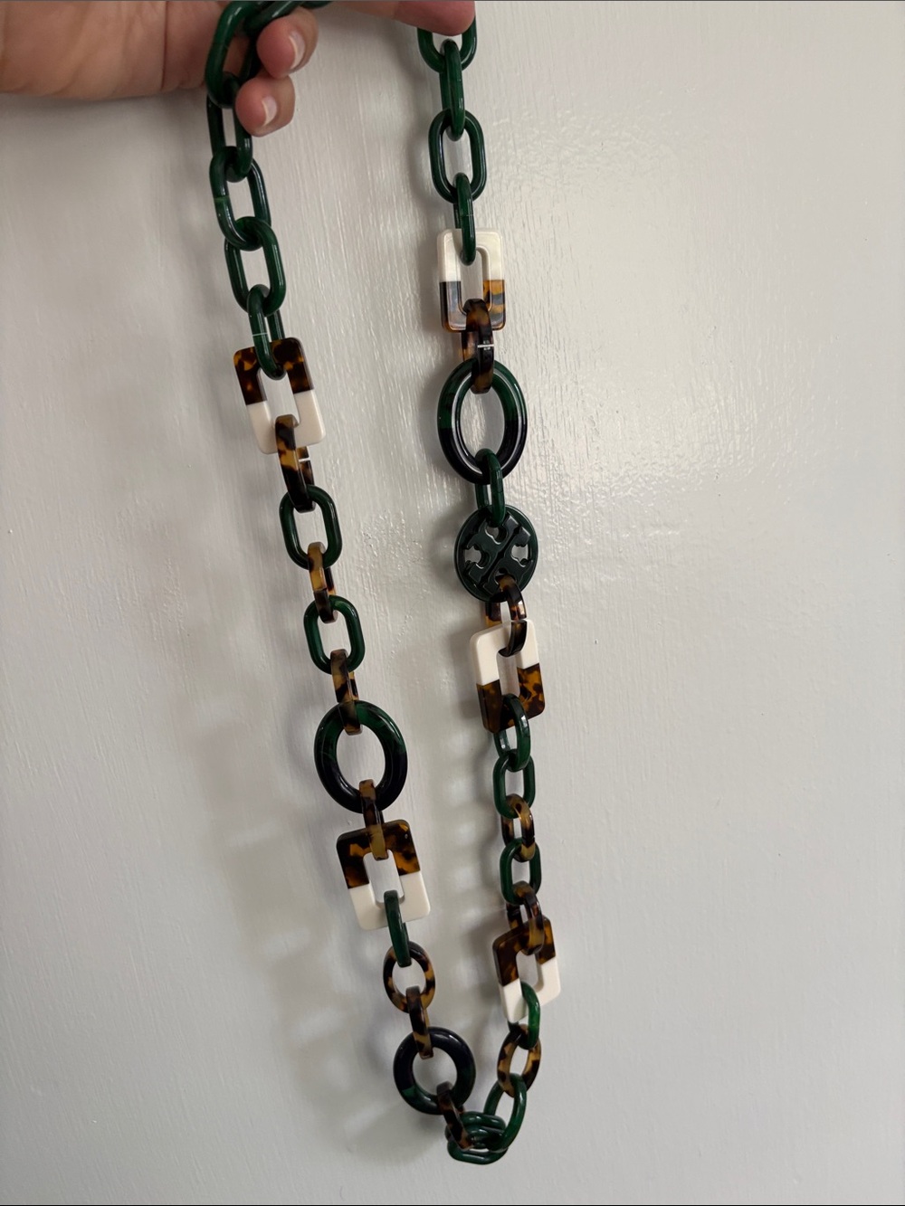 Tory Burch Tortoise and Green lucite necklace